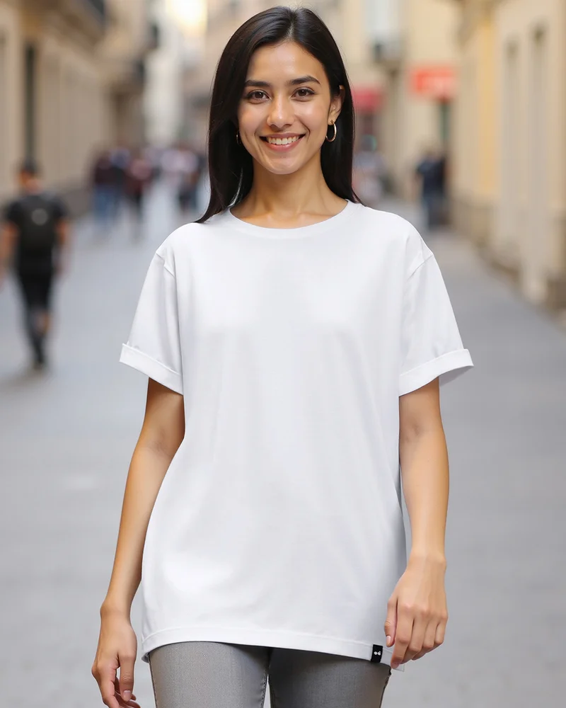 bewakoof Women's White Boyfriend T-shirt